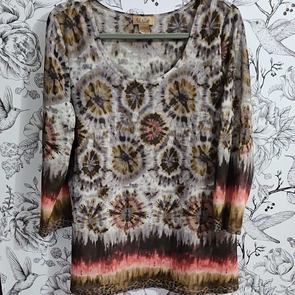 Peck & Peck Earthy Tie-Dye Blouse